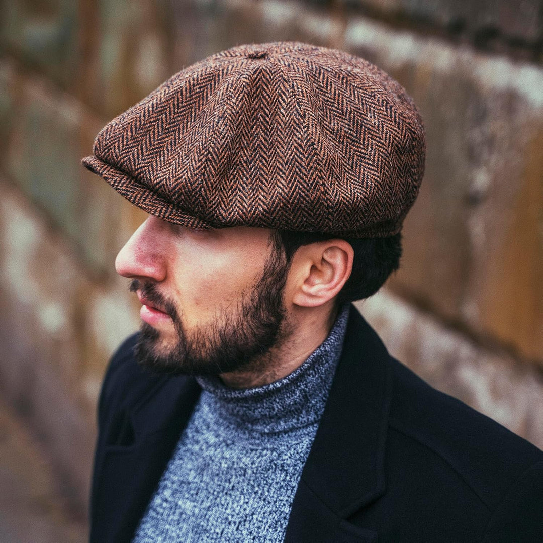 Sterkowski Peaky | 100% Harris Tweed Schiebermütze für Herren und Damen | Warm Komfortabel Newsboy C