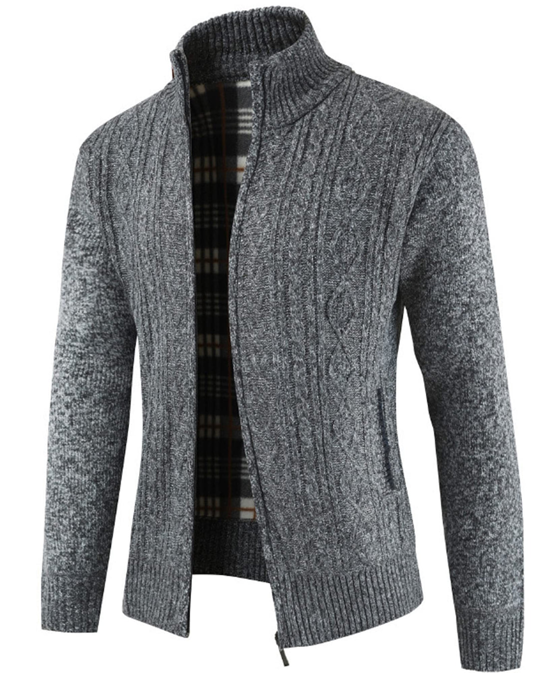YAOHUOLE Strickjacke Herren Langarm Pullover Herren Langarm Cardigan Zopfmuster Grobstrick Strickjac