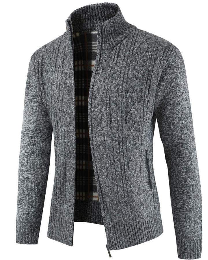 YAOHUOLE Strickjacke Herren Langarm Pullover Herren Langarm Cardigan Zopfmuster Grobstrick Strickjac