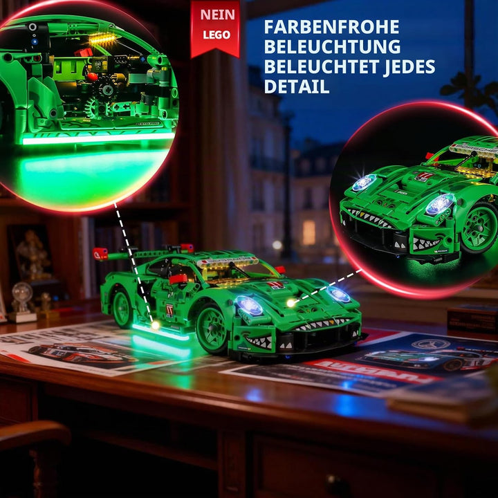 BRIKSMAX LED Beleuchtung für LEGO Technic Porsche 911 GT3 R Rexy AO Racing Rennwagen 42224, kompatib