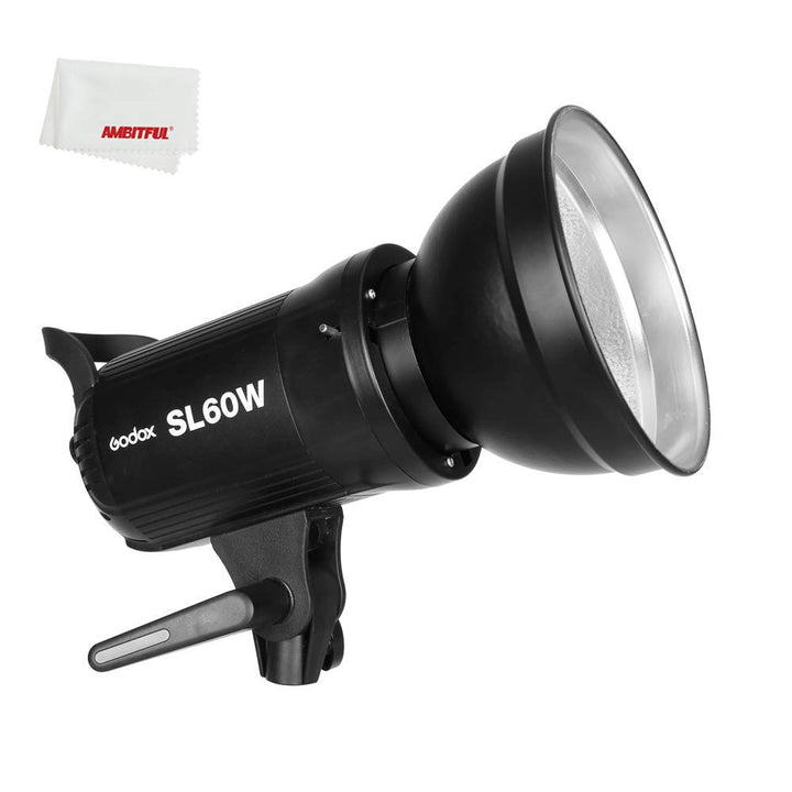 Godox SL60W Bowens Mount 5600K Weiss Licht, Hohe Helligkeit, CRI95+, R9＞80, für Videoaufnahme, Hochz