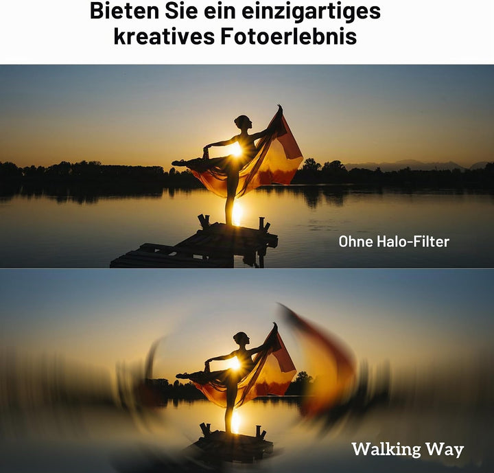 Walking Way Halo-Effekt Prismenlinsenfilter 77 MM Wirbelverzerrung Prisma Spezialeffektfilter mit Tu
