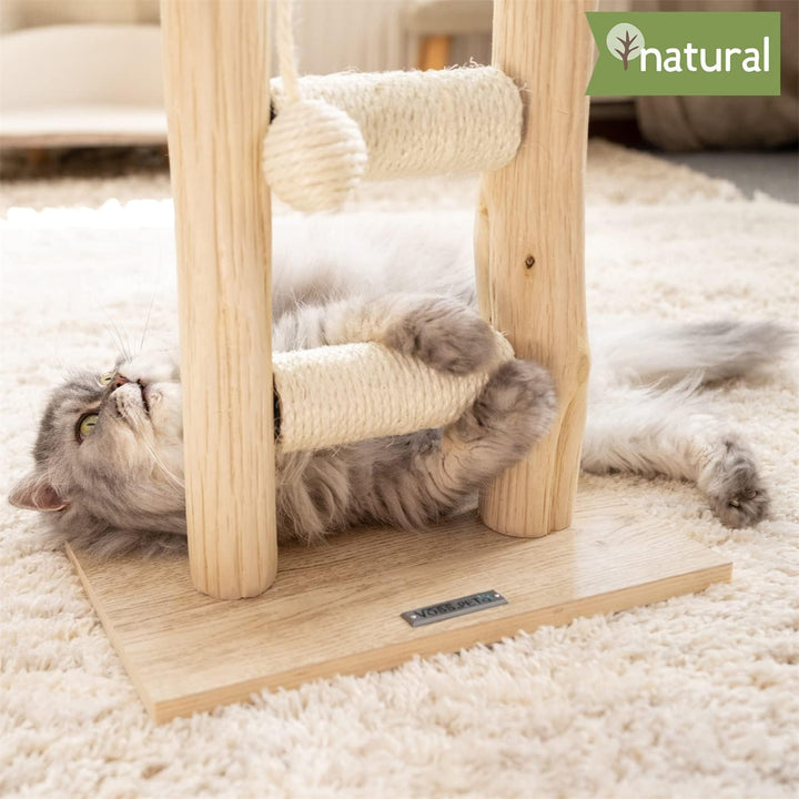 VOSS.pet Kratzbaum Morea 43 – Premium Kratzsäule mit Naturholz vom Tanoak Baum, Katzenkratzbaum für