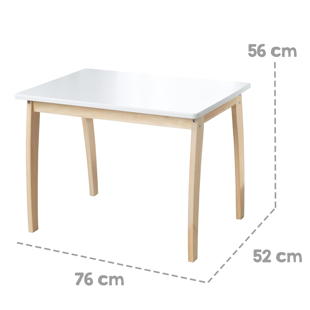 roba Kindertisch, aus Massivholz und MDF, mit weiss lackierter Tischplatte, 50728WE, Weiss Natur / W