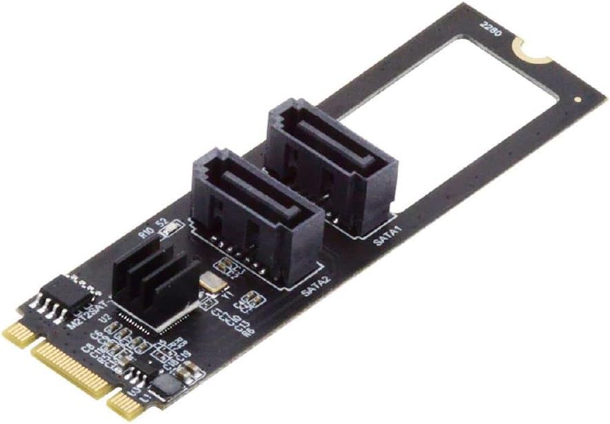 cablecc PCI Express NGFF Key B+M zu SATA 3.0 6 Gbps Dual Ports Vertical Adapter Converter Festplatte