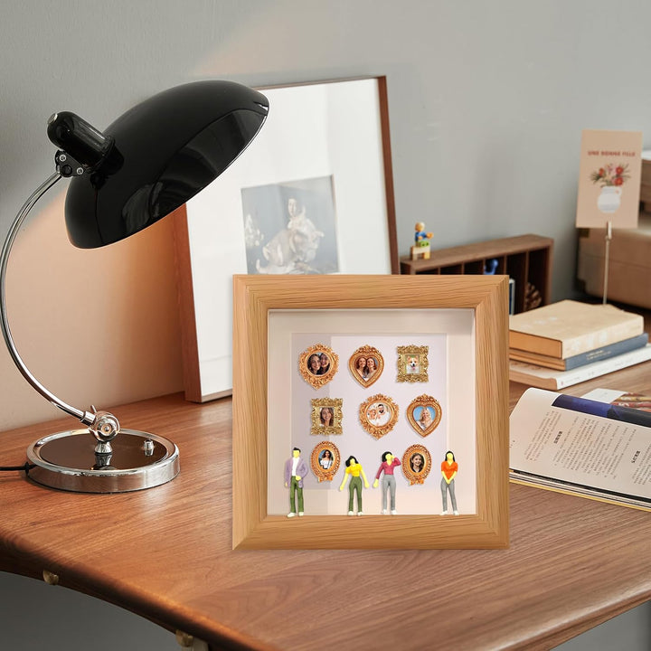 Mini Figuren Museum erinnerungs-B-Ox Mit Goldenen Mini-Rahmen Und Figuren, mini-Museum-silhouettenbo