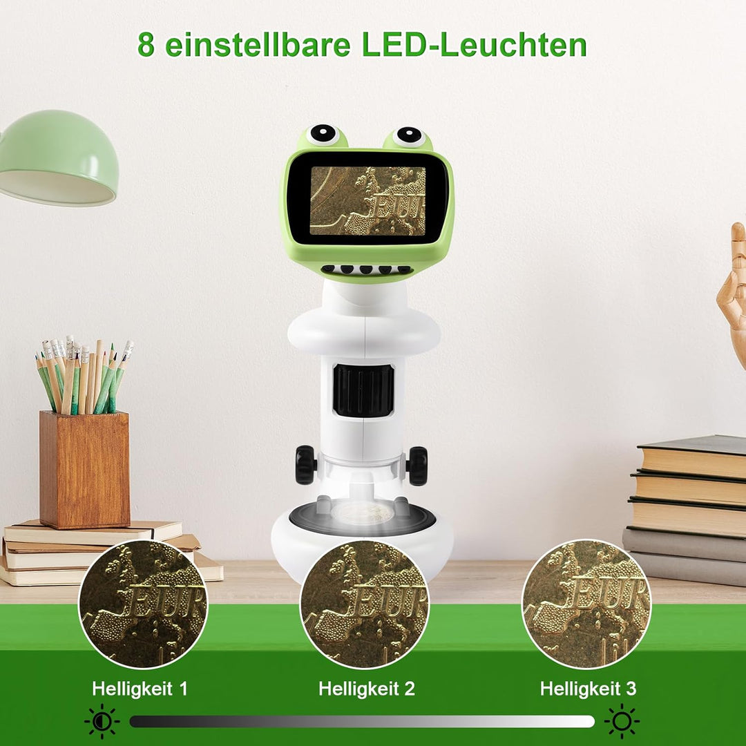 GuKKK Mikroskop für Kinder,2.0" IPS digitales Mikroskop 1000X Handheld Microscope 1080P HD Taschenmi