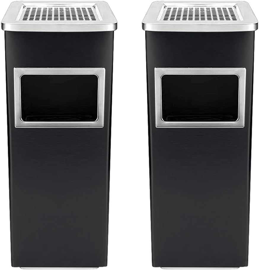 Mülleimer mit Aschenbecher, Edelstahl, Mülleimer, elegantes Design, funktional, raffiniert, herausne