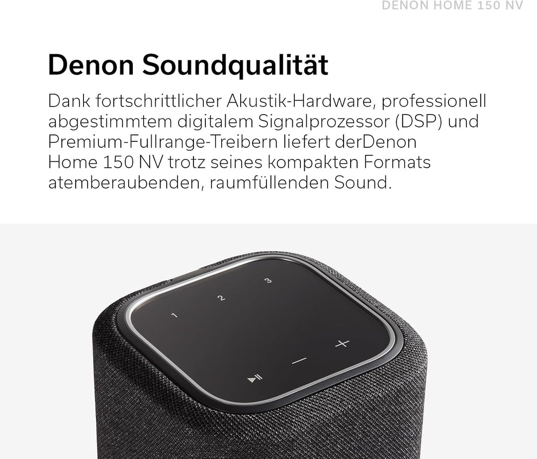 Denon Home 150 NV kabelloser Lautsprecher mit integrierter HEOS Multiroom-Technologie, Bluetooth, Ap
