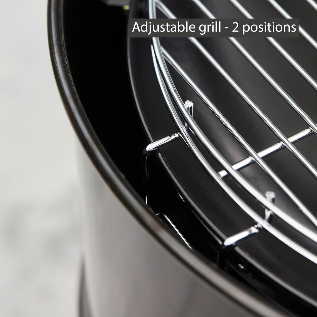 barbecook Edson Grilltonne, feuertonne mit grillplatte, Grillen für 10 Personen, Schwarz, 60x60x90cm