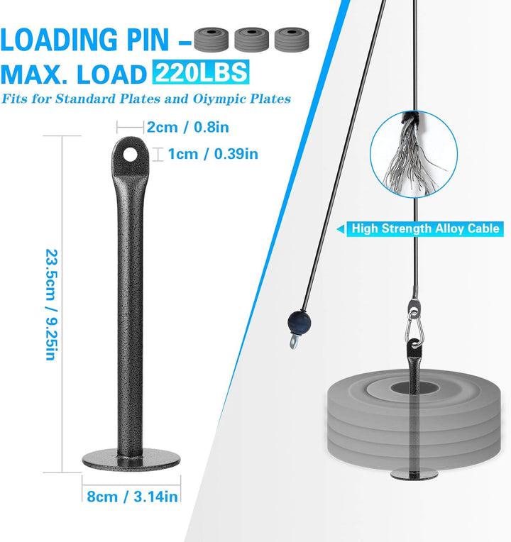 Generisch Fitness Wall Mount Pulley System, Weight Cable Pulley System for Gym, LAT Pull Down and Lo
