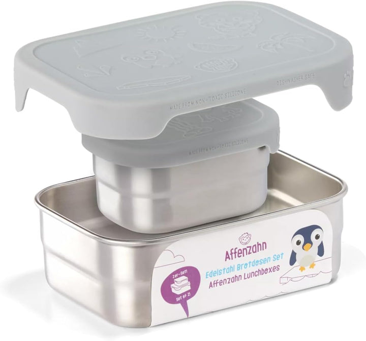 Affenzahn Edelstahl Brotdosen Set inkl. Snack-Box Silikon-Deckel BPA-frei Spülmaschinenfest Koala, K