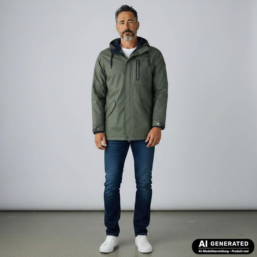Dry Fashion Herren Regenjacke Bergen - Herrenjacke Regenmantel Männer Jacke Gefüttert Winddicht Wass