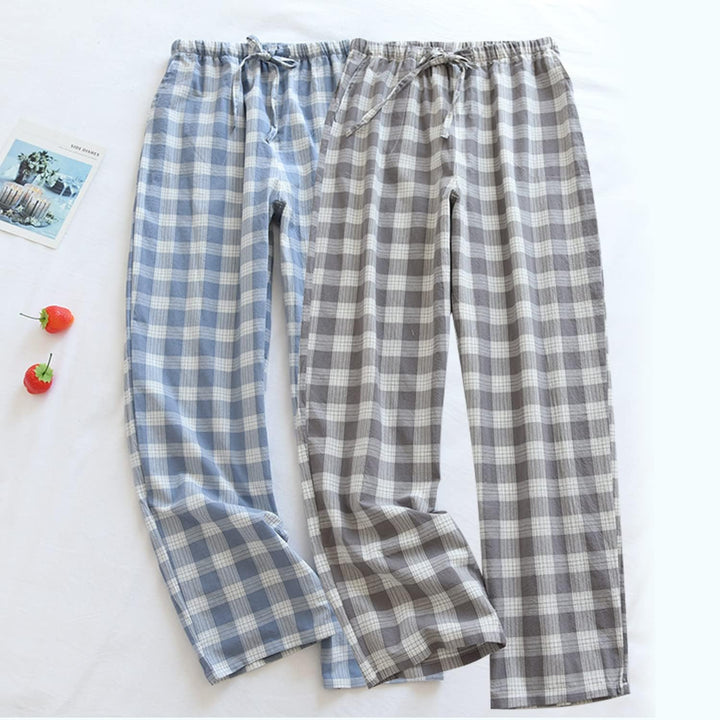 2er Pack Herren Schlafanzughose Baumwolle Pyjamahose Herren Lang Pyjamahose Karierte Nachtwäsche L 0