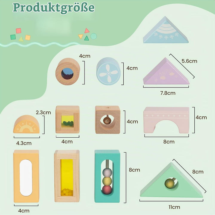 12 Stück Regenbogen Sound Komponenten Kinder Baby Stimme Block Spielzeug Set Bunte Bausteine Klangba