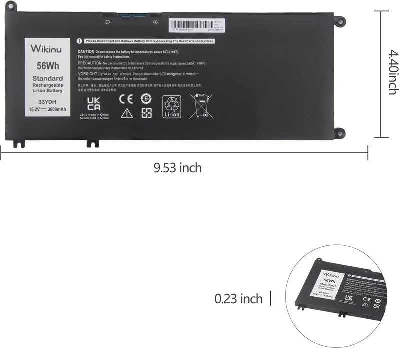 Wikinu 56WH 33YDH Laptop Akku für Dell Inspiron 17 7000 7778 7779 7786 7773 15 7577 G3 3579 3779 G5