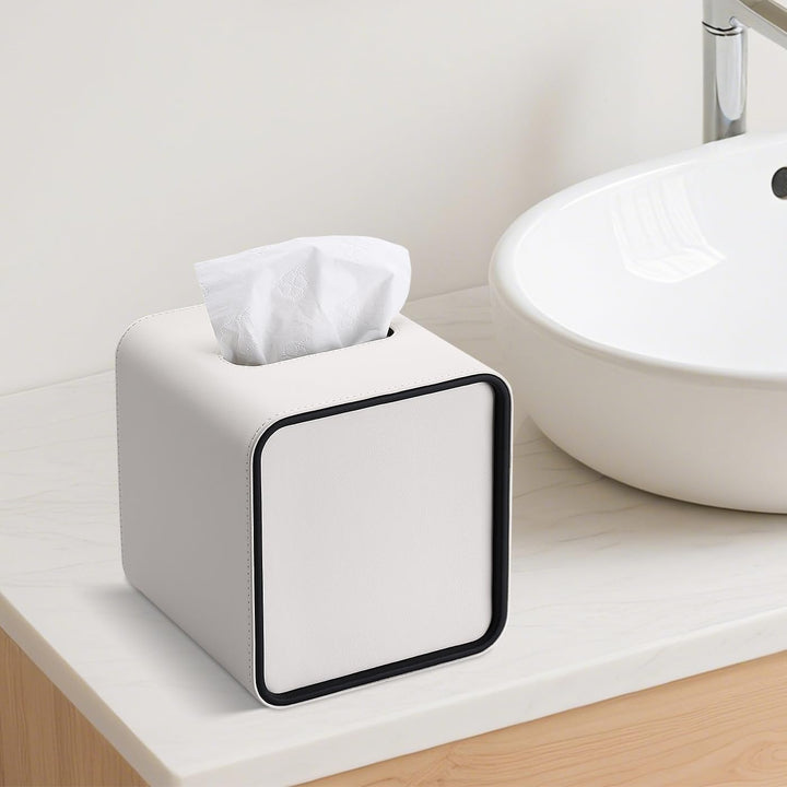 GORESE Taschentuchbox,Leder Quadratische Kosmetiktücherbox Papiertaschentuchhalter Taschentuchspende