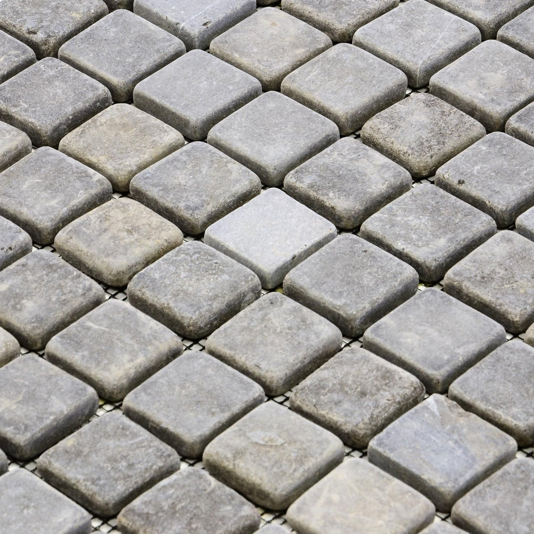 DIVERO 11 Fliesenmatten Naturstein Mosaikfliesen aus Marmor für Wand und Boden grau á 29 x 29 cm