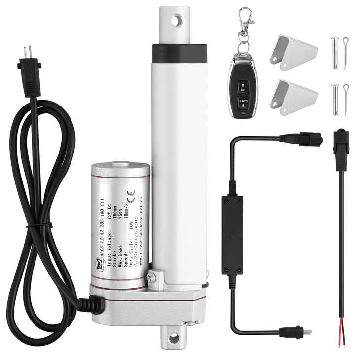 Linear Actuator DC 12V 750N 100mm + Drahtlose Fernbedienung Kit, Linearantrieb Motor Linearmotor Ver