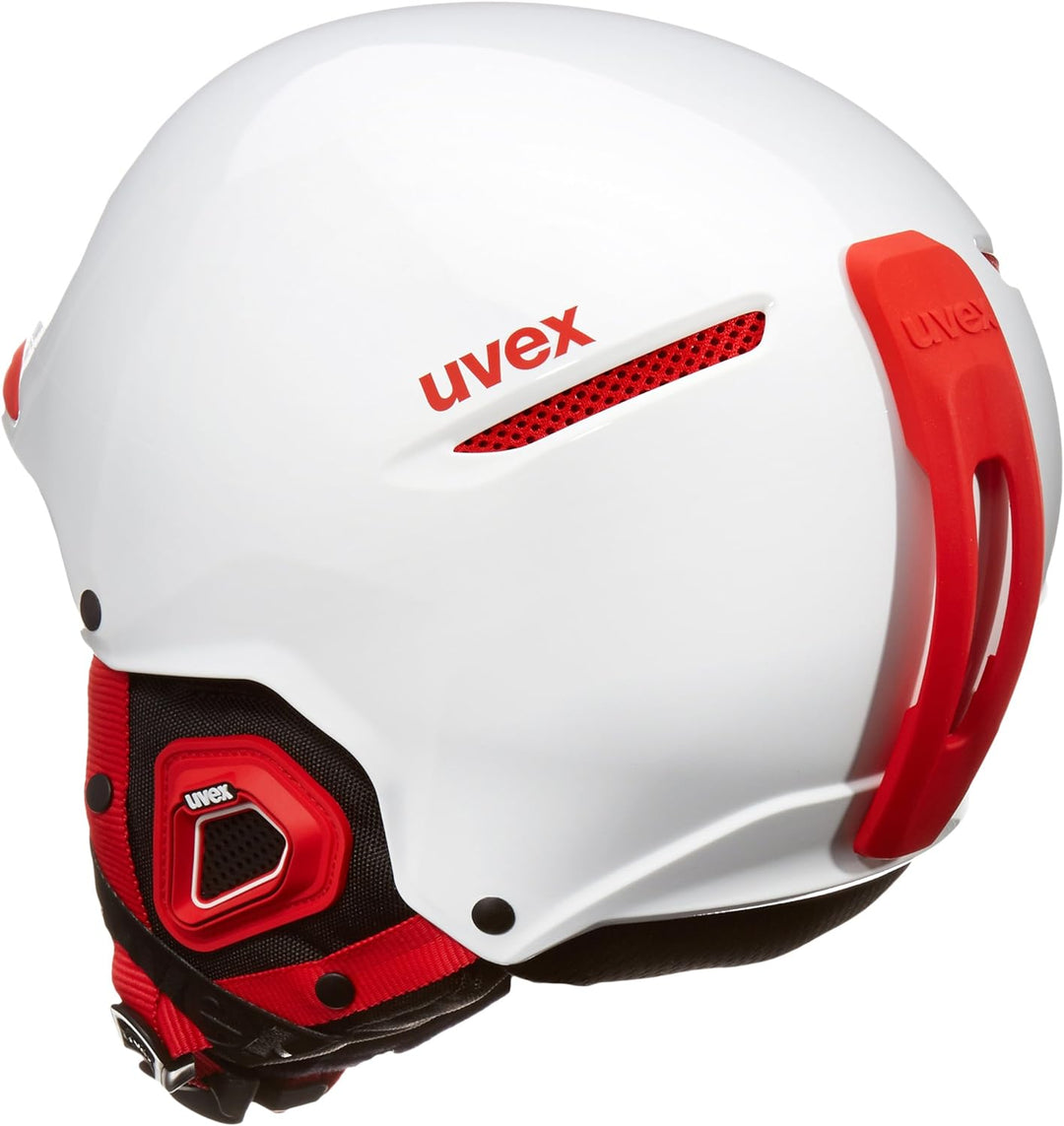 uvex Unisex-Erwachsene JAKK+ Skihelm, White-Red, 52-55 cm