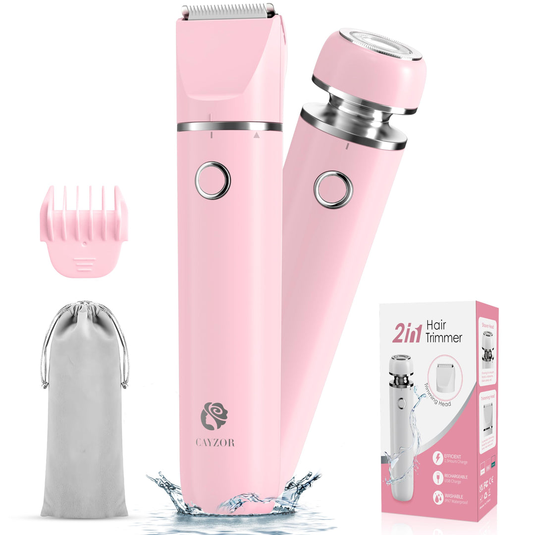 Cayzor Intimrasierer für Frauen - 2 in 1 Nass/Trocken Wasserdicht Rasierer Damen Intimbereich Kabell