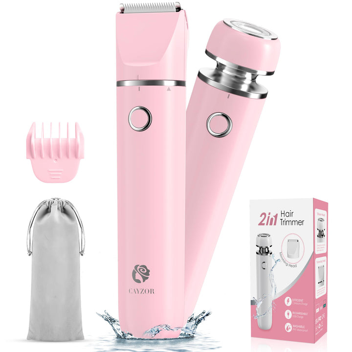 Cayzor Intimrasierer für Frauen - 2 in 1 Nass/Trocken Wasserdicht Rasierer Damen Intimbereich Kabell