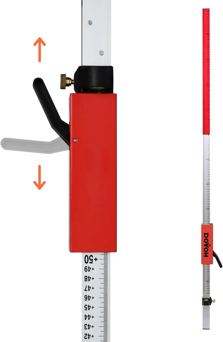 Teleskop Nivellierlatte, Laser-Grade-Stab mit Schnellverschlussschieber für Laserempfänger,7,9ft/2,4