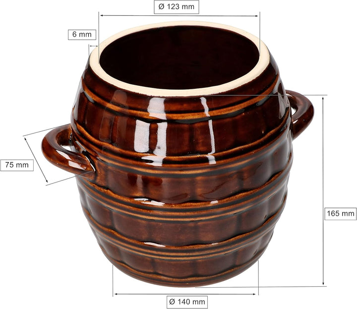 KOTARBAU® Keramik Gärtopf 2,5 L Keramikfass Steinzeugtopf Gurkentopf Sauerkrauttopf Steinzeug Steing