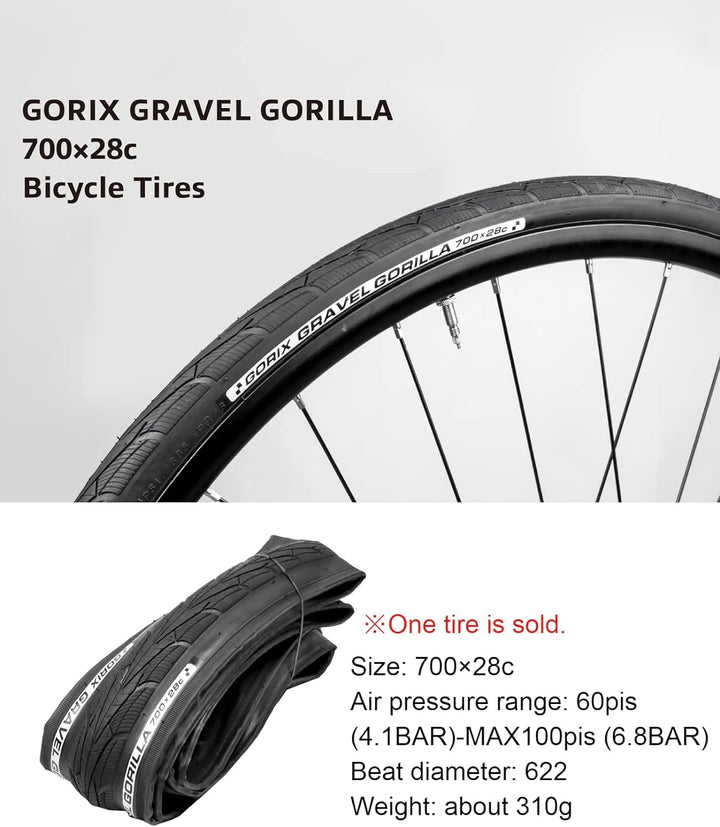 GORIX Rennrad Drahtreifen 700×28C Profil Gravel Rennrad Fahrrad (Gravel Gorilla)