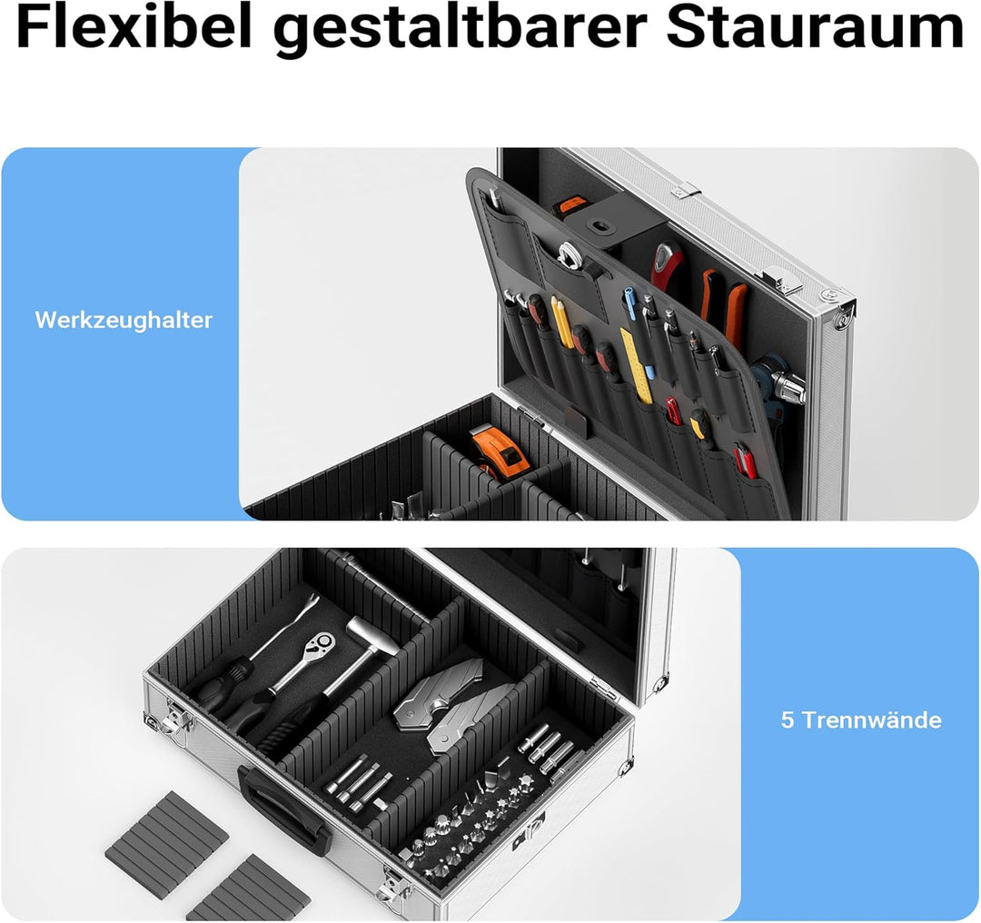 Wiltec Alu Universalkoffer 46x33x15,2 cm, Alubox abschliessbar für Aufbewahrung und Transport von We