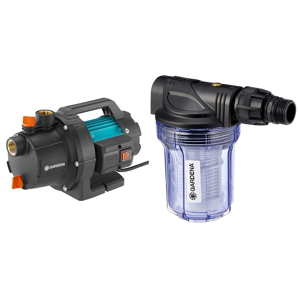 Gardena Gartenpumpe 3000/4 Basic: Bewässerungspumpe mit 3000 l/h Fördermenge & Pumpen-Vorfilter für