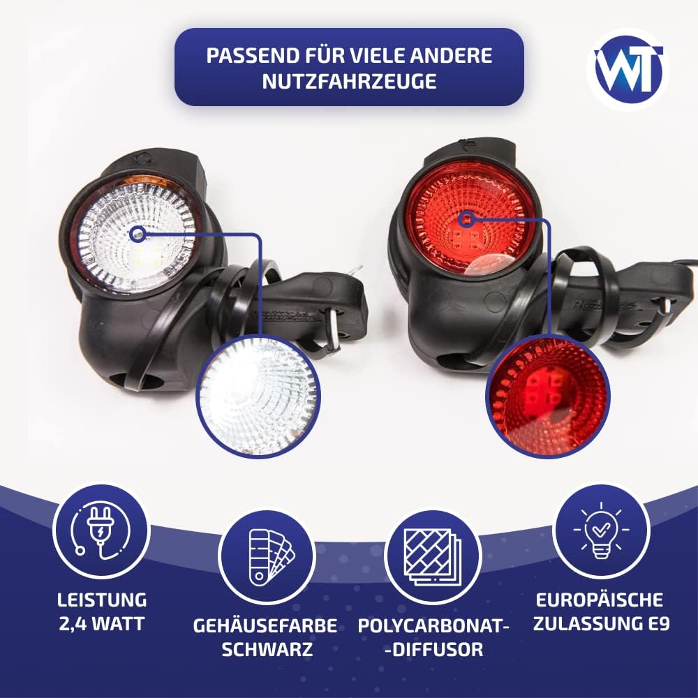 2 x LED Umrissleuchte Begrenzungsleuchte Hängend Positionsleuchte 12-24V, 3 Farben: weiss, rot, oran
