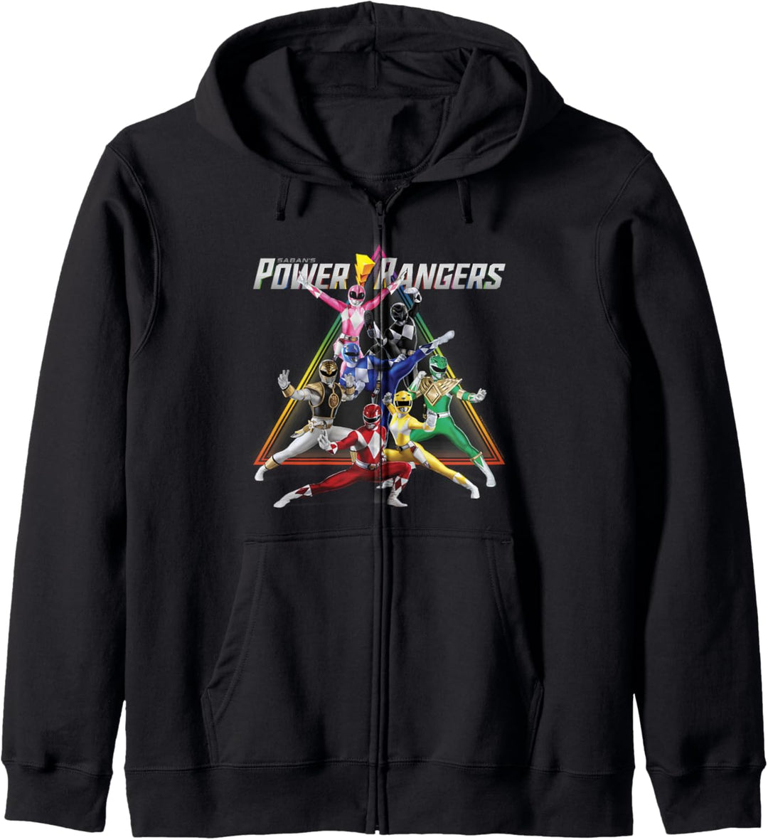 Power Rangers Rainbow Pyramid Retro Action Portrait Kapuzenjacke