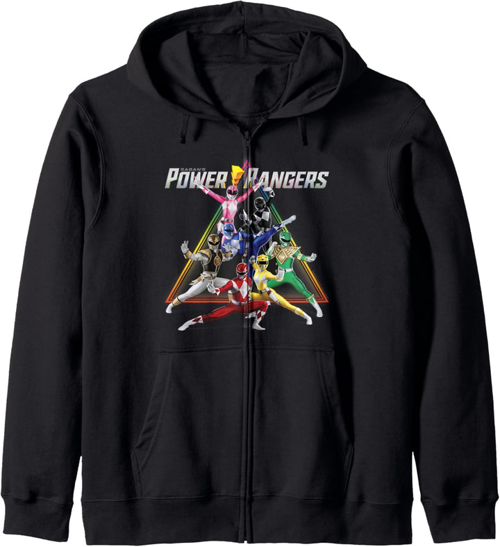 Power Rangers Rainbow Pyramid Retro Action Portrait Kapuzenjacke