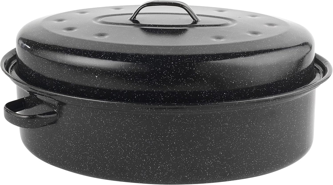 Russell Hobbs BW07215EU Ø 38 cm Glaskörper-Emaille tiefer Bräter/brattopf mit Deckel, spülmaschinenf