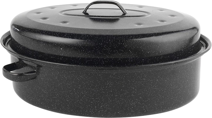 Russell Hobbs BW07215EU Ø 38 cm Glaskörper-Emaille tiefer Bräter/brattopf mit Deckel, spülmaschinenf