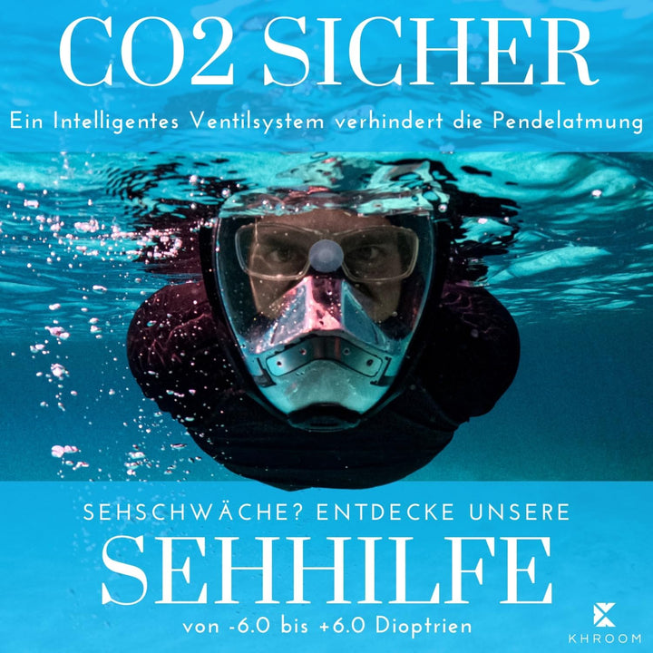 Khroom Schnorchelmaske Erwachsene & Kids ab 3 Jahre | CO2 sicher | Vollgesichtsmaske mit Easy-Breath