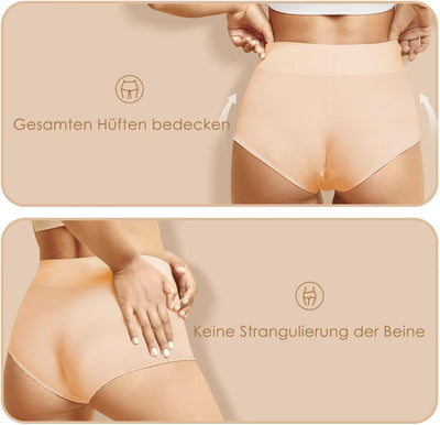 YouShow Unterhosen Damen 5er Pack Baumwolle Hohe Taille Unterwäsche Slip Stretchanteil XS Beige, XS