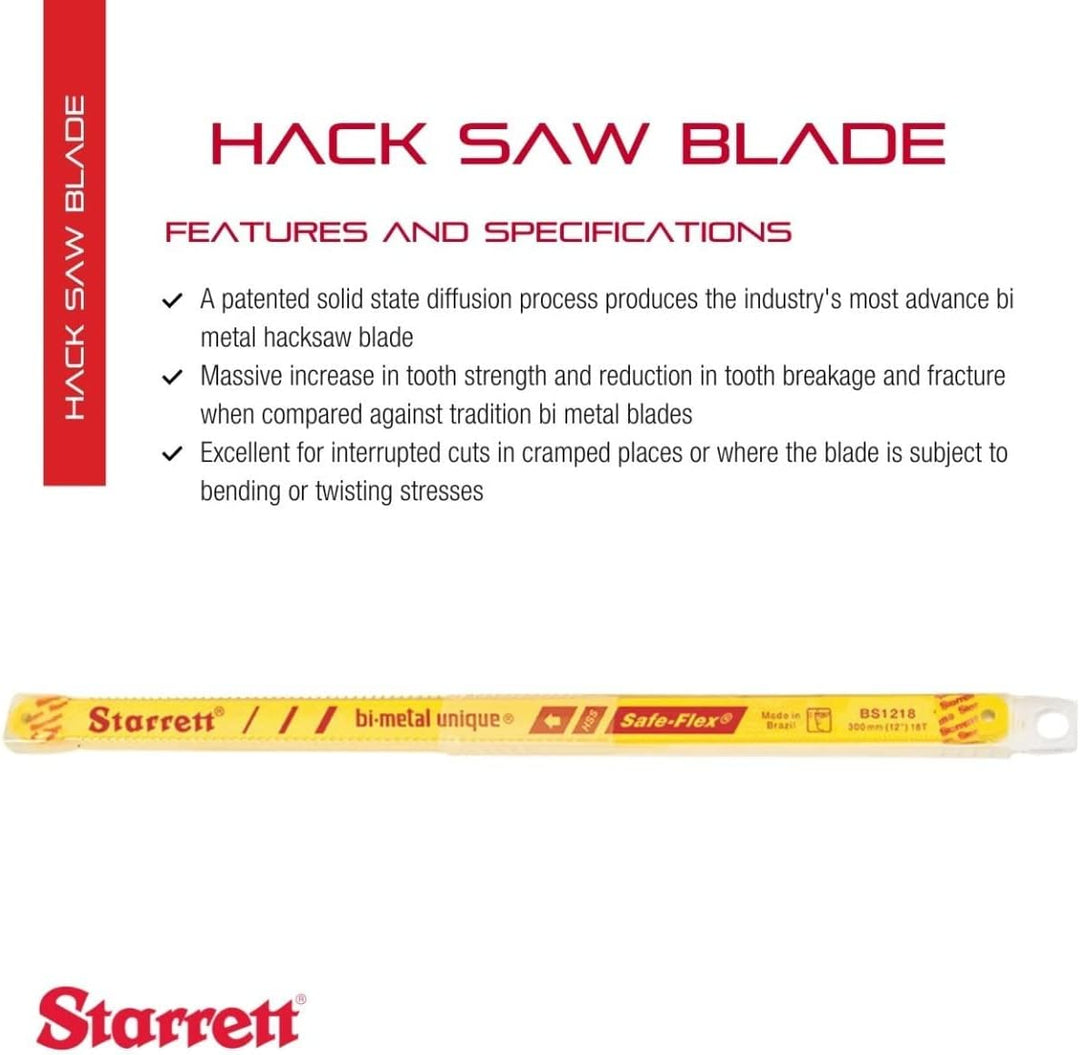 Starrett Bi-Metall-Bügelsägeblätter 10er-Pack 300mm 18tpi, 300mm 18tpi