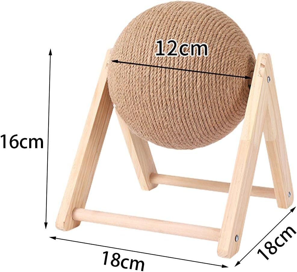 Cat Ball Toys Kitten Cat Sisal Scratcher Ball, Stabile Holzbasis Und Sisalseil Rolling Ball Spielzeu