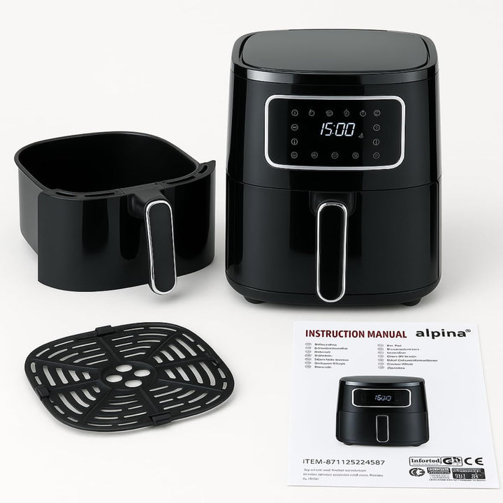 alpina Heissluftfritteuse 4.5L - Airfryer für 3 bis 4 Personen - Air Fryer mit Digitalanzeige - Eins