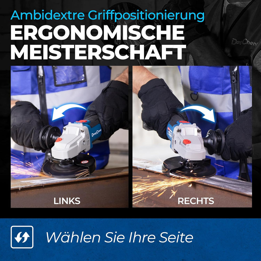 DongCheng Akku Winkelschleifer 125mm, 630W Bürstenloser Motor,Akku Flex Trennschleifer 20V,Schnellve