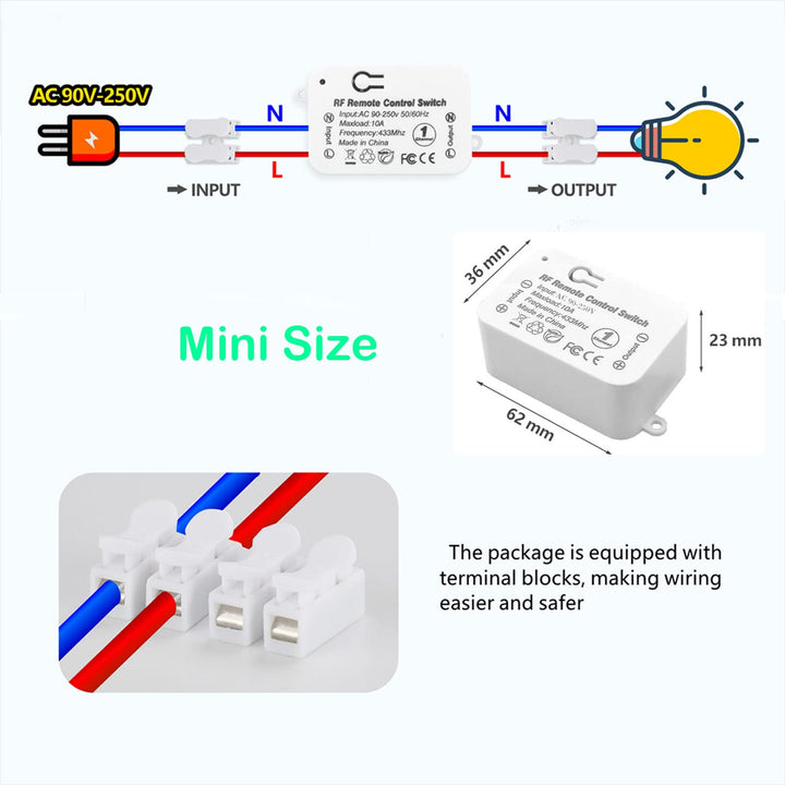 Tedeligo Drahtlose Schalter Kit, Hin und Her drahtlose Radio Sender 433 MHz drahtlose Schalter 150 M