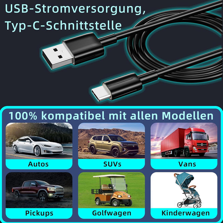 Auto Clip Ventilator mit Akku,USB C Aufladbar Leise Fan Portable Klein Klemmventilator,360° Verstell