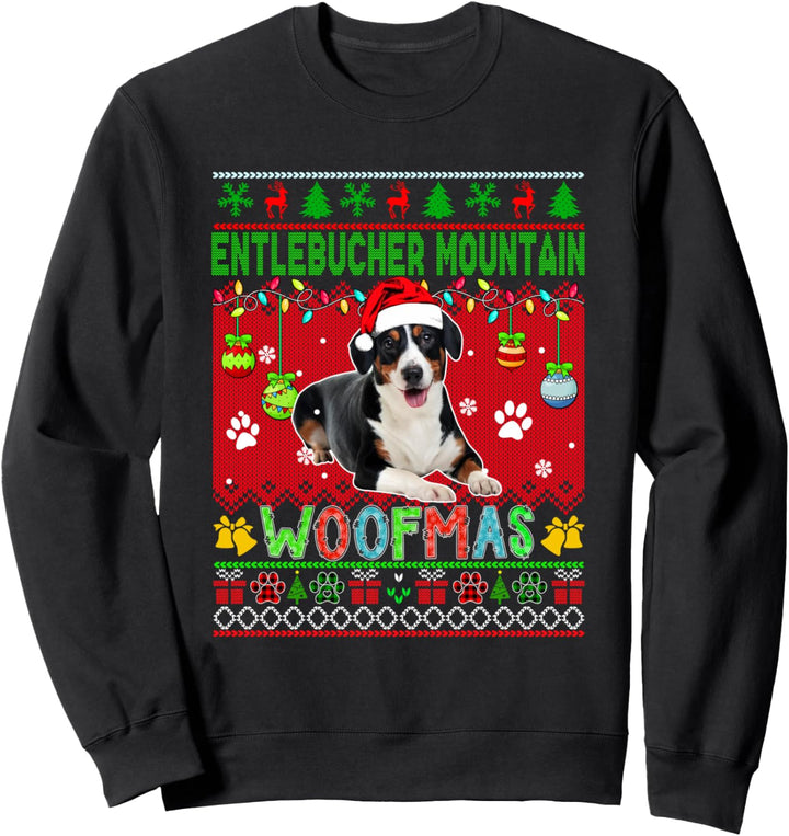 Entlebucher Mountain Christmas Woof Cute Santa Dog Lover Sweatshirt