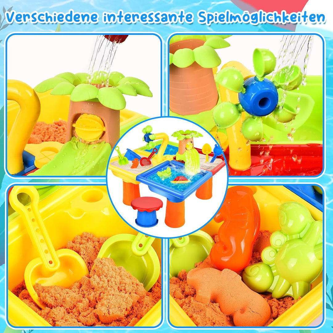JONRRYIN 4 IN 1 Sand Wasserspieltisch, Wassertisch Strandspielzeug, Matschtisch Strandtisch für Kind