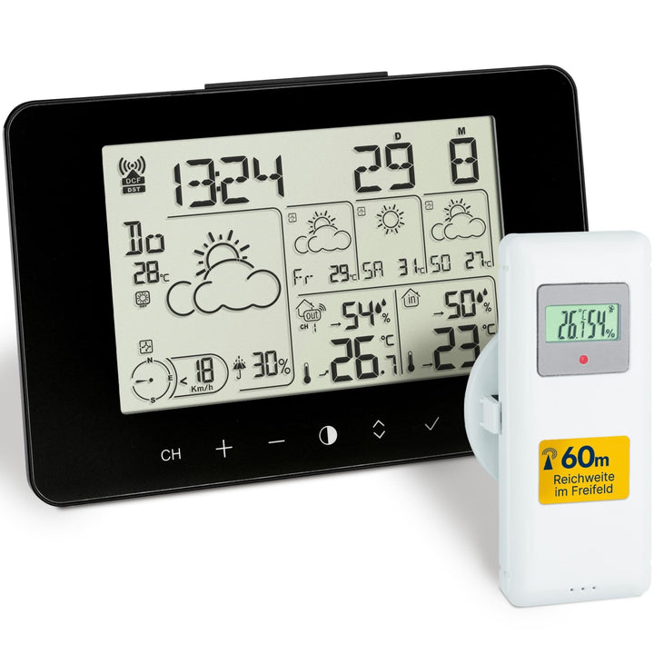 TFA Dostmann Wetter Info Center METEOTIME PRIMO, 35.1156.01, Wetterstation inkl Aussensender, für 90