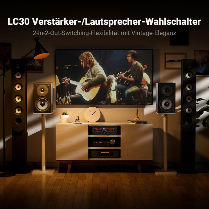 [Verbessert] Fosi Audio LC30 VU Meter Verstärker Lautsprecherwähler-Box, 2-Wege Analog-Audioschalter