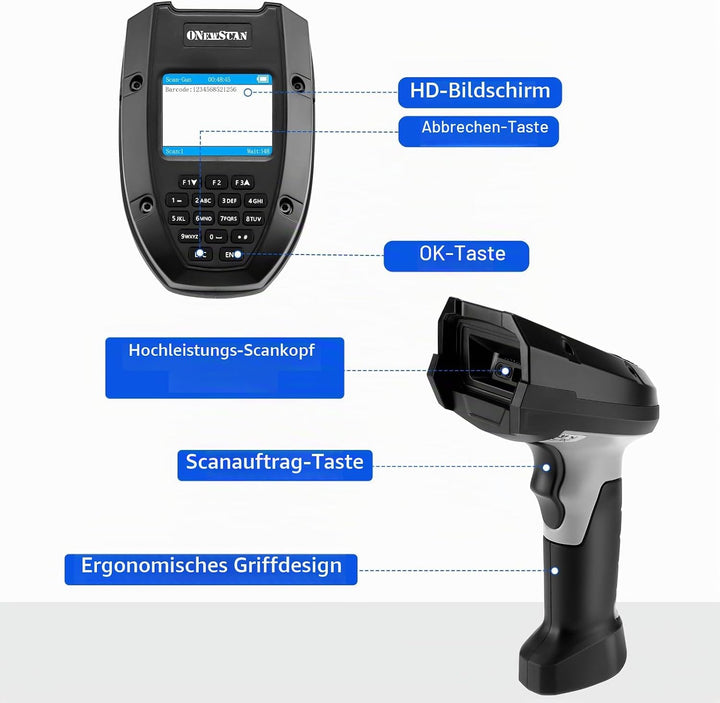 Inventory Scanner Wireless, 1D CCD Barcode Scanner mit Ladeständer Datensammler Barcodeleser Datenkl