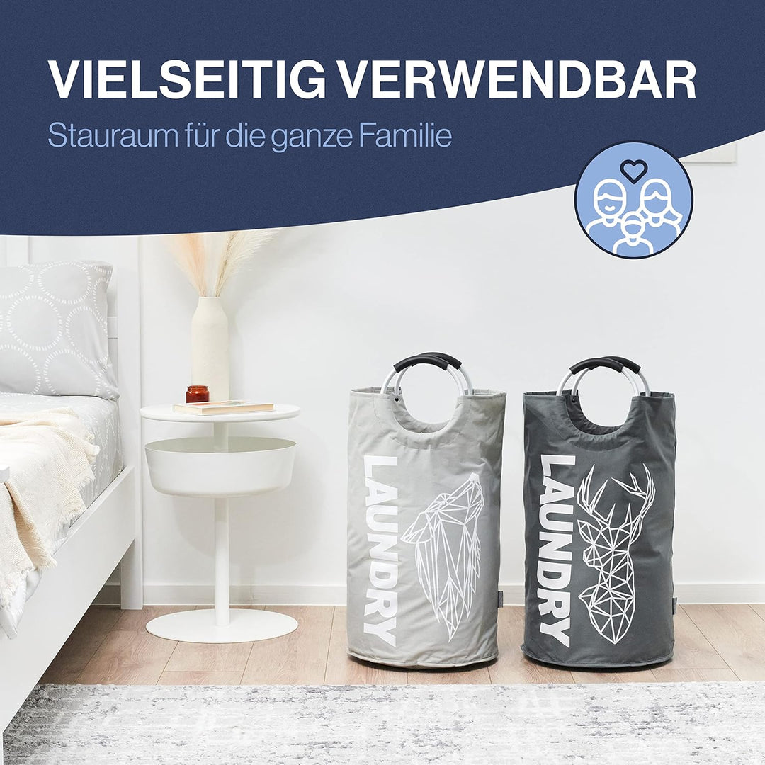 WELLENBORG® Faltbarer Wäschekorb faltbar 2er Set - Wäschesammler Wäschekorb schmal - Laundry baskets
